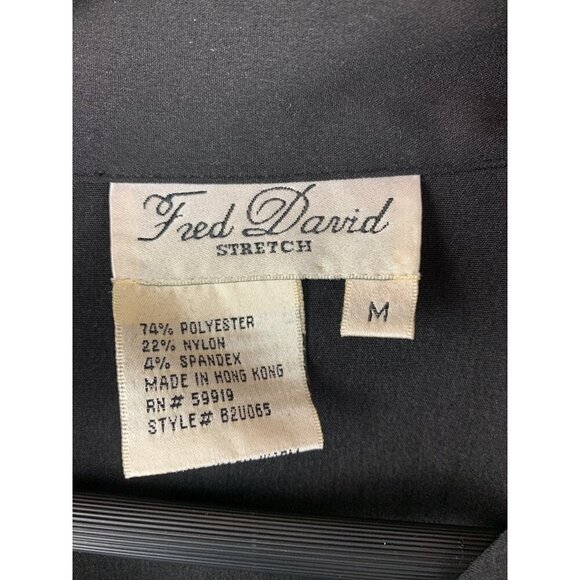 Fred David Womens Stretch Shirt M Black Button-Front Long Sleeve - Picture 5 of 5